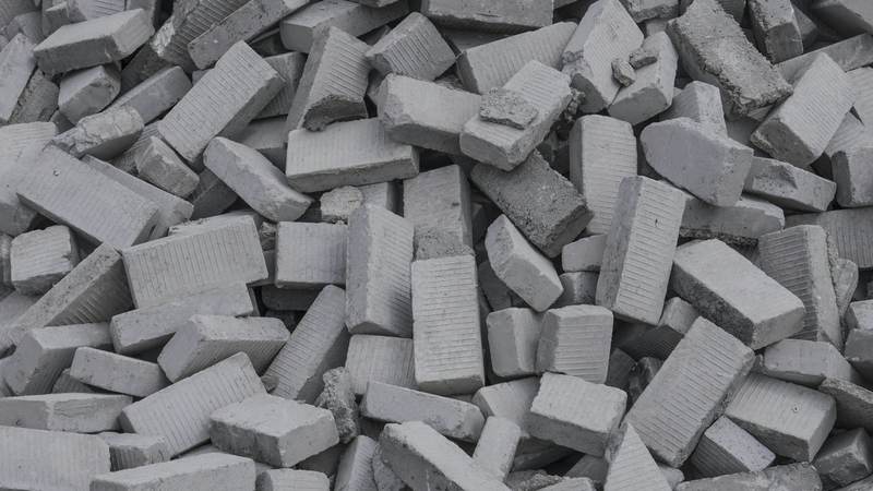 Heap of grey bricks