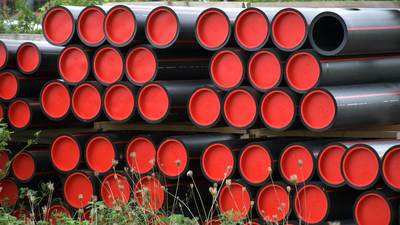 Stack of plastic pipes